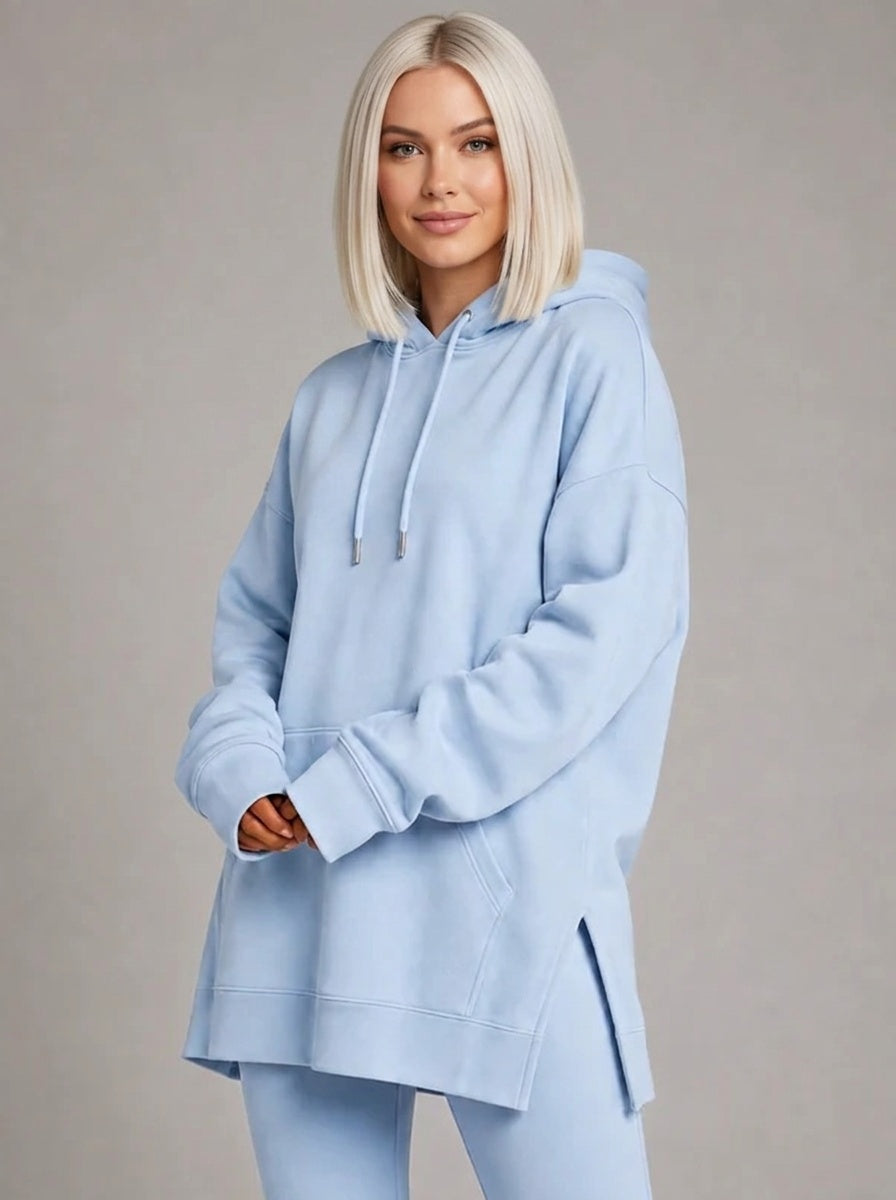 La Robe Sweat Longue Cocoon – Bleu ciel