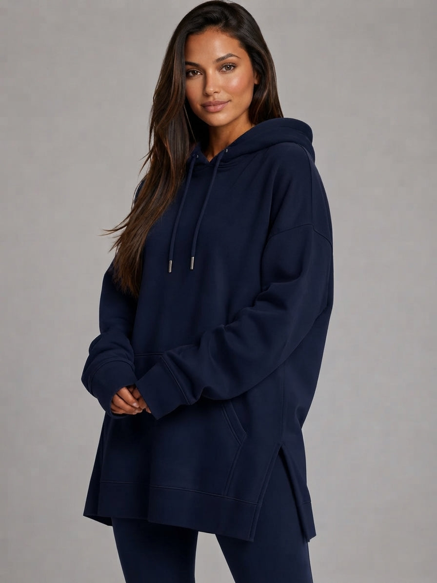 La Robe Sweat Longue Cocoon – Bleu marine