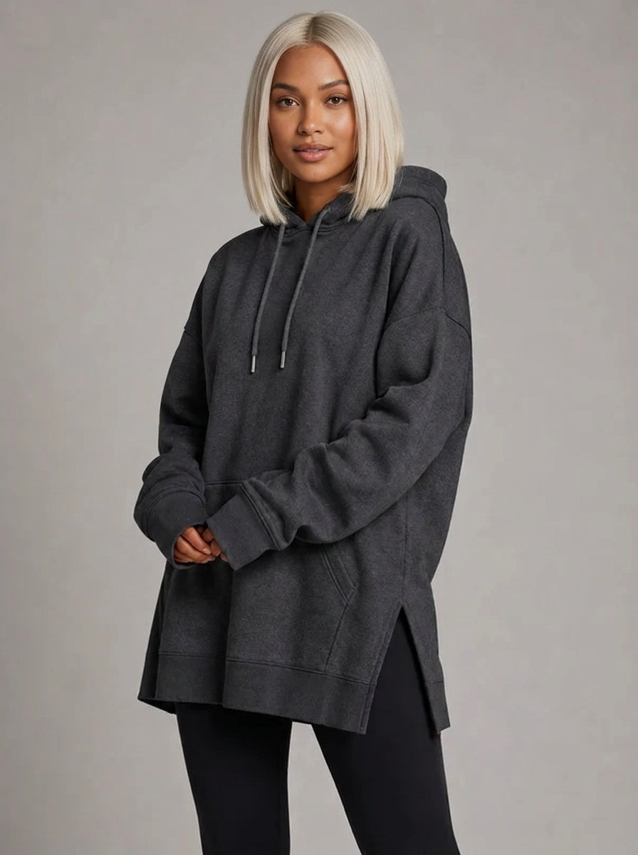 La Robe Sweat Longue Cocoon – Gris anthracite