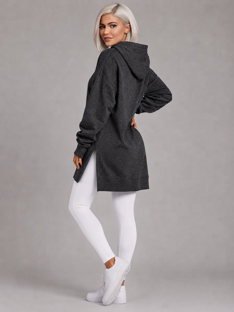 La Robe Sweat Longue Cocoon – Gris anthracite