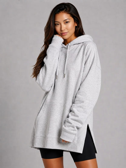 La Robe Sweat Longue Cocoon – Gris chiné