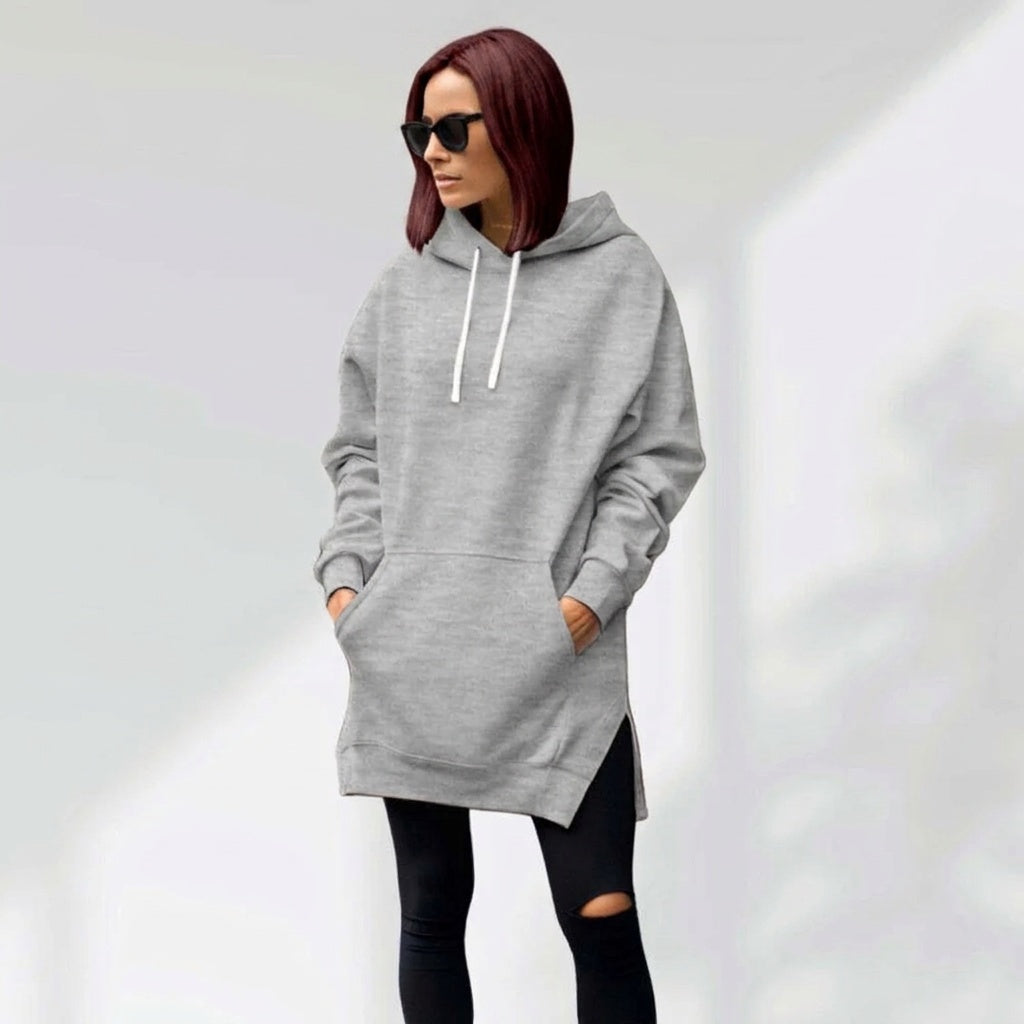 La Robe Sweat Longue Cocoon – Gris chiné