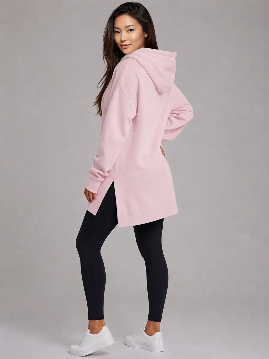 La Robe Sweat Longue Cocoon – Rose poudré