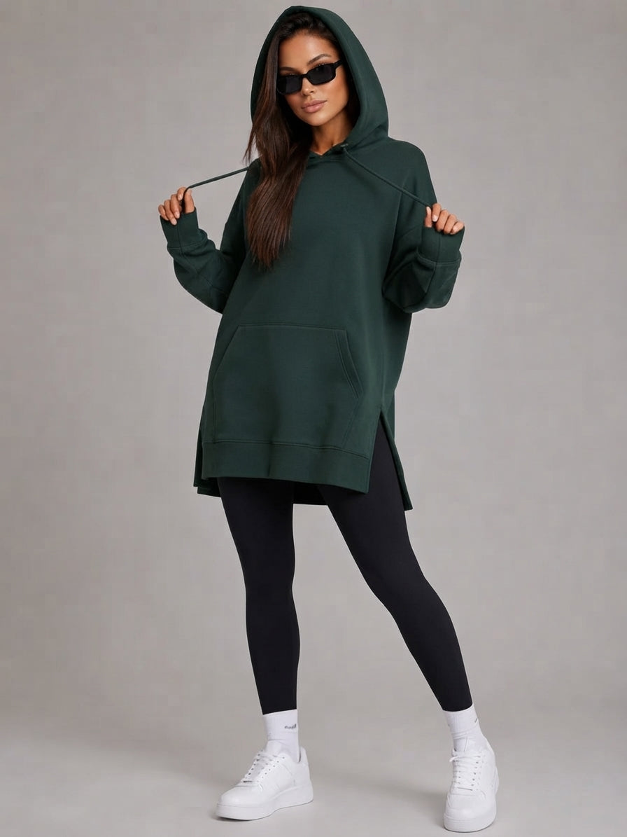 La Robe Sweat Longue Cocoon – Vert forêt